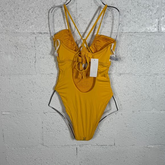 Isabella Rose Maza Textured Multi Way One Piece Swimsuit Marigold, Medium $148 - Picture 15 of 16